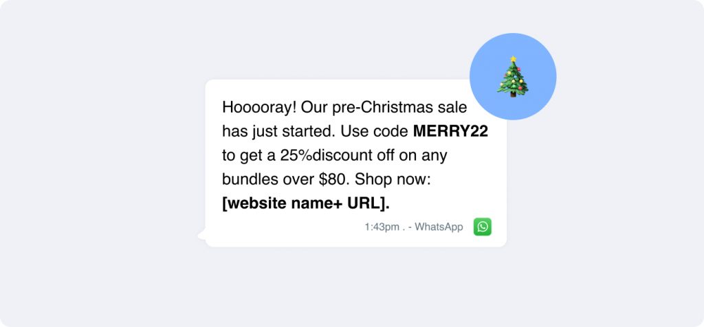Celebrate the season with our pre-Christmas sale! Enjoy 25% off on orders over $80 using code MERRY22. Perfect your festive preparations with our holiday message templates. Shop now and let the joy begin! 🎄 [Website Link].