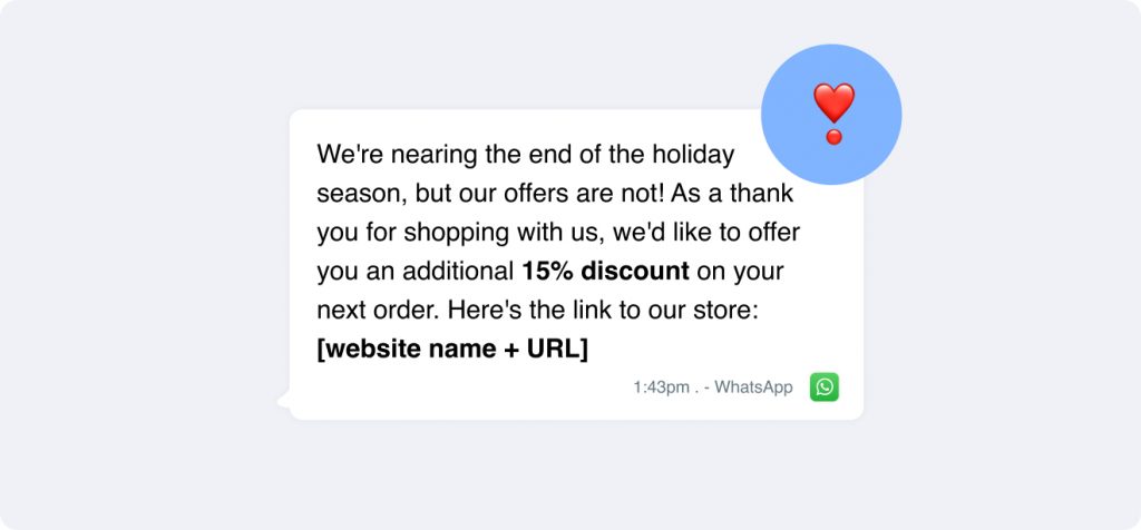 Unlock festive savings this season! 🎄 Enjoy a 15% discount on your next order with us. Click the store link in the message and get ready to celebrate Christmas in style. Don't miss out—this offer is as cheerful as a heart emoji! ❤️.