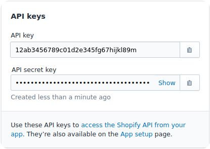 Copy your secret and API key