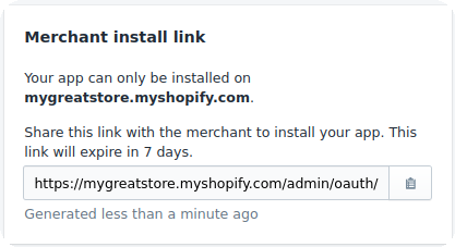 Generate your Merchant install link