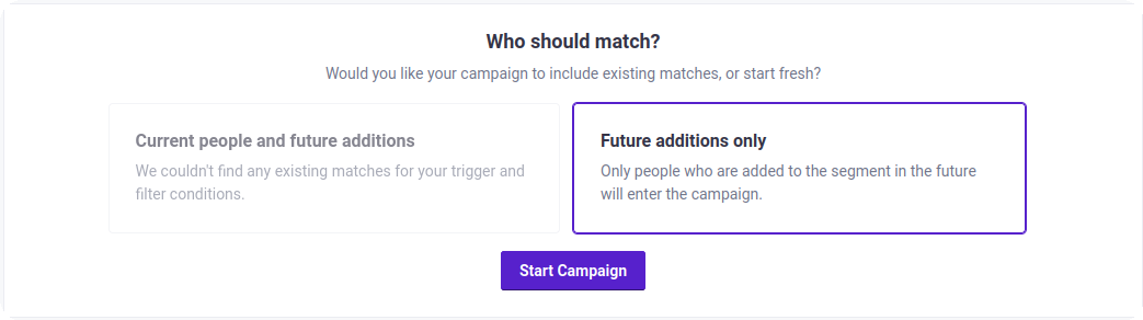 The UI asks user who should match, if current + future contacts or only future contacts. In this tutorial you should use future contacts.