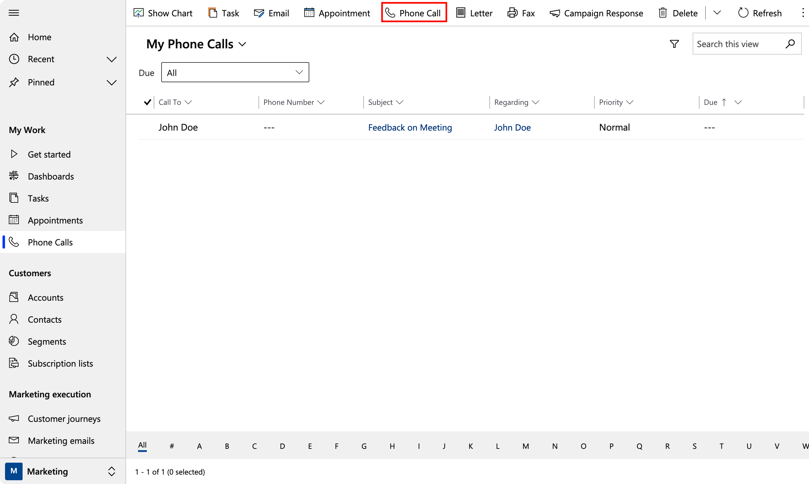 Phone call activity