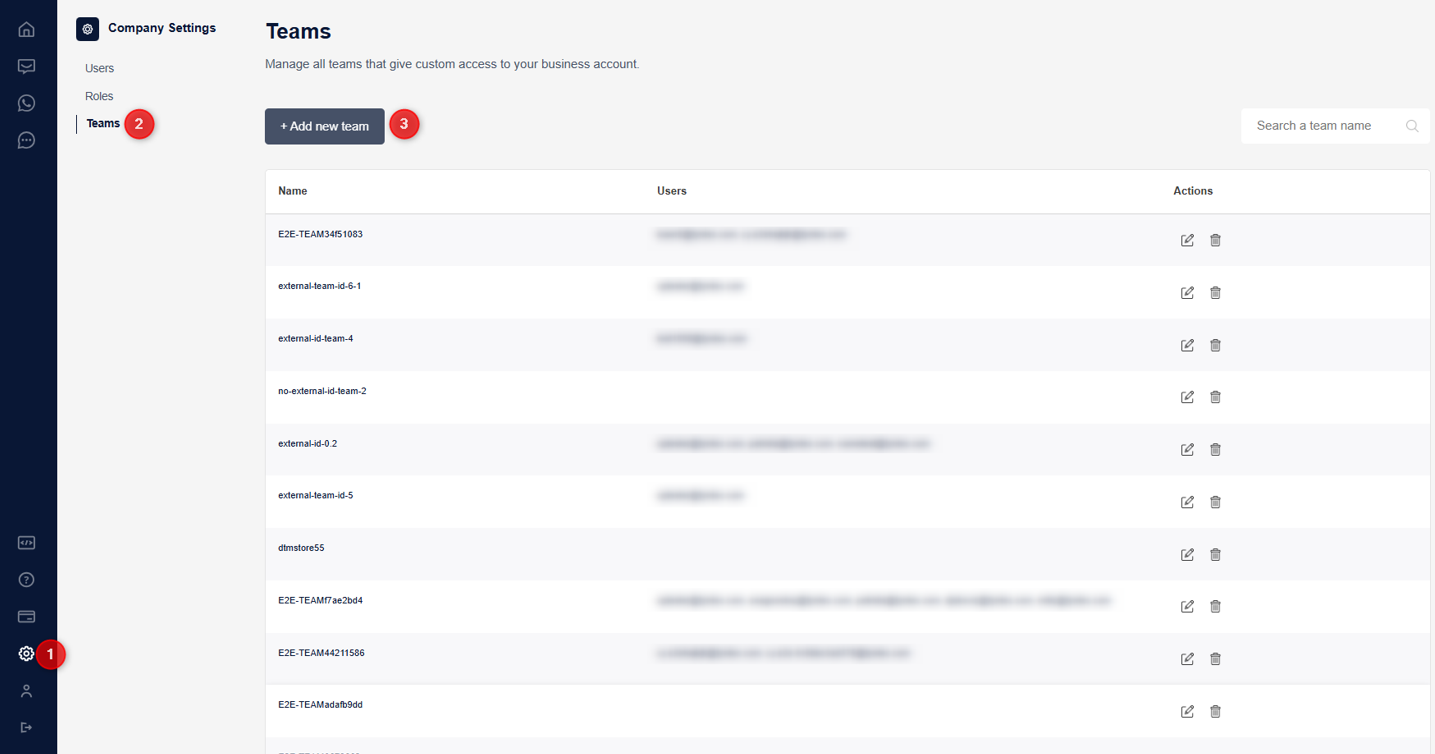tyntec customer portal create a team 1