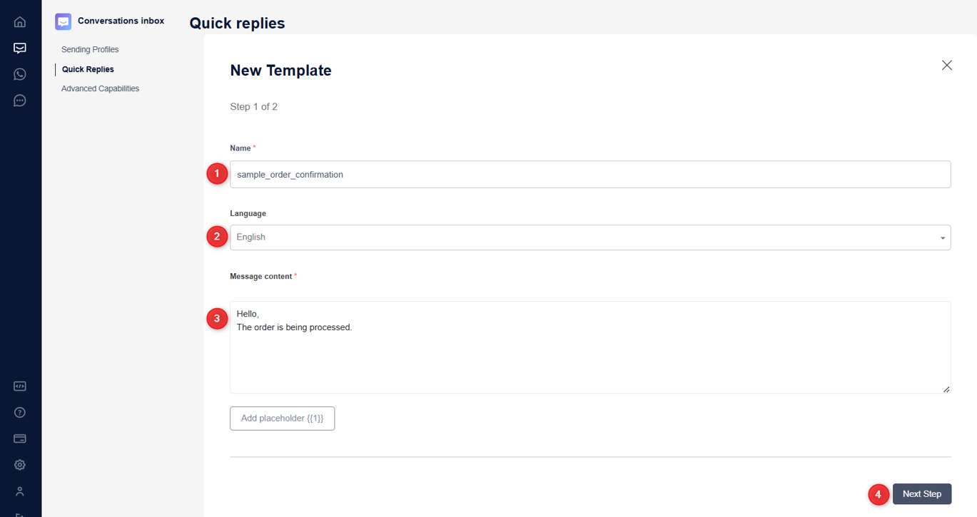 tyntec customer portal quick replies 8